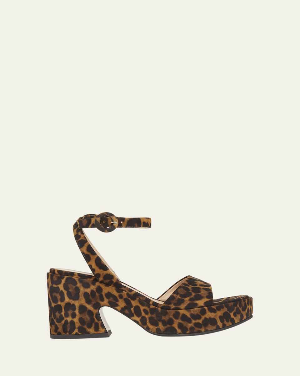 Alma Leopard Ankle-Strap Platform Sandals